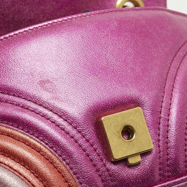 Pre Owned Gucci GG Marmont Flap Mini Multicolor Matelassé Leather Shoulder Bag