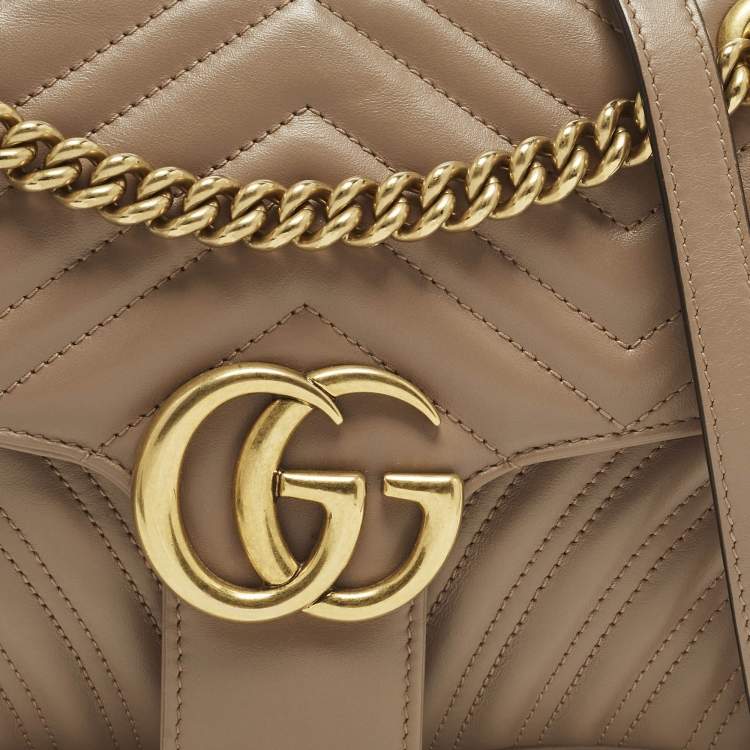 Pre Owned حقيبة كتف غوتشي جي جي مارمونت جلد ماتيلس أوف وايت صغيرة