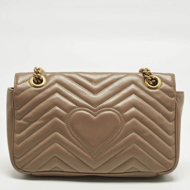 Pre Owned حقيبة كتف غوتشي جي جي مارمونت جلد ماتيلس أوف وايت صغيرة