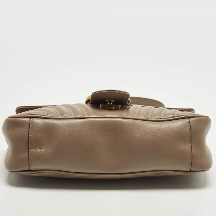 Pre Owned حقيبة كتف غوتشي جي جي مارمونت جلد ماتيلس أوف وايت صغيرة