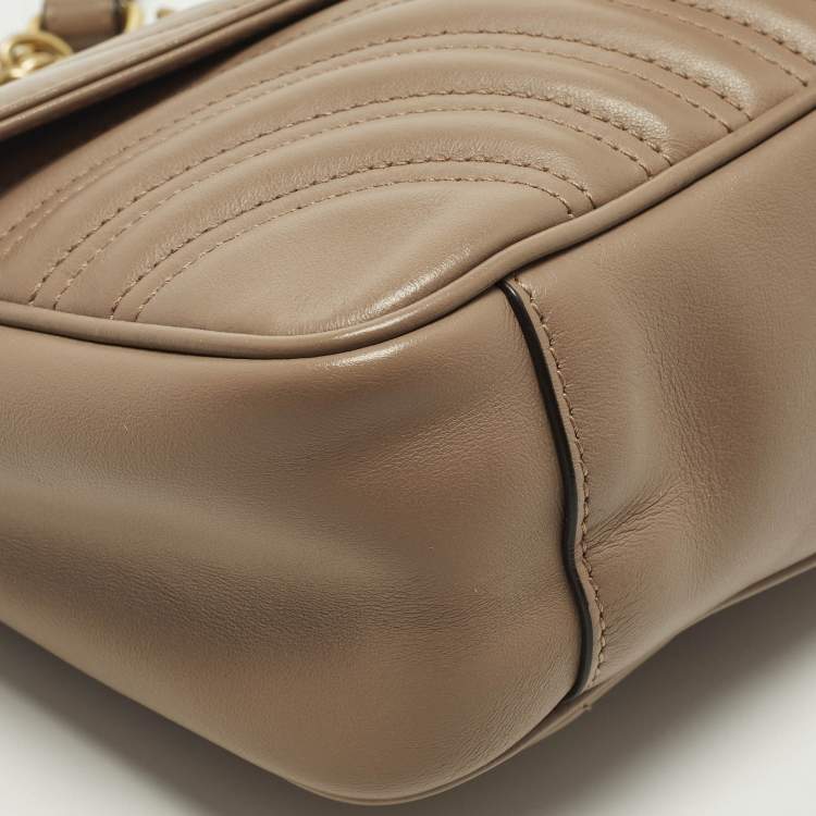 Pre Owned حقيبة كتف غوتشي جي جي مارمونت جلد ماتيلس أوف وايت صغيرة