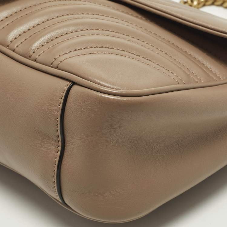 Pre Owned حقيبة كتف غوتشي جي جي مارمونت جلد ماتيلس أوف وايت صغيرة