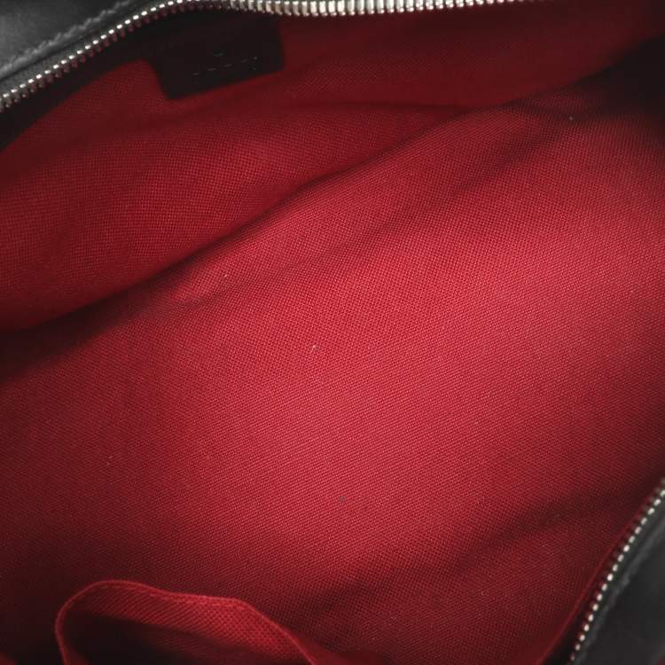 Pre Owned Gucci Vintage Web Beige/Black GG Supreme Coated Canvas and Leather Satchel