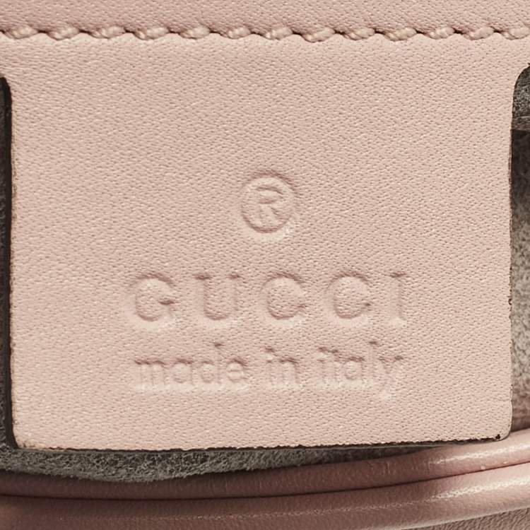Pre Owned Gucci GG Marmont Flap Medium Light Pink Matelasse Leather Shoulder Bag