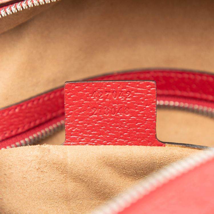 Pre Owned Gucci Brown Red Small GG Supreme Web Tian Backpack