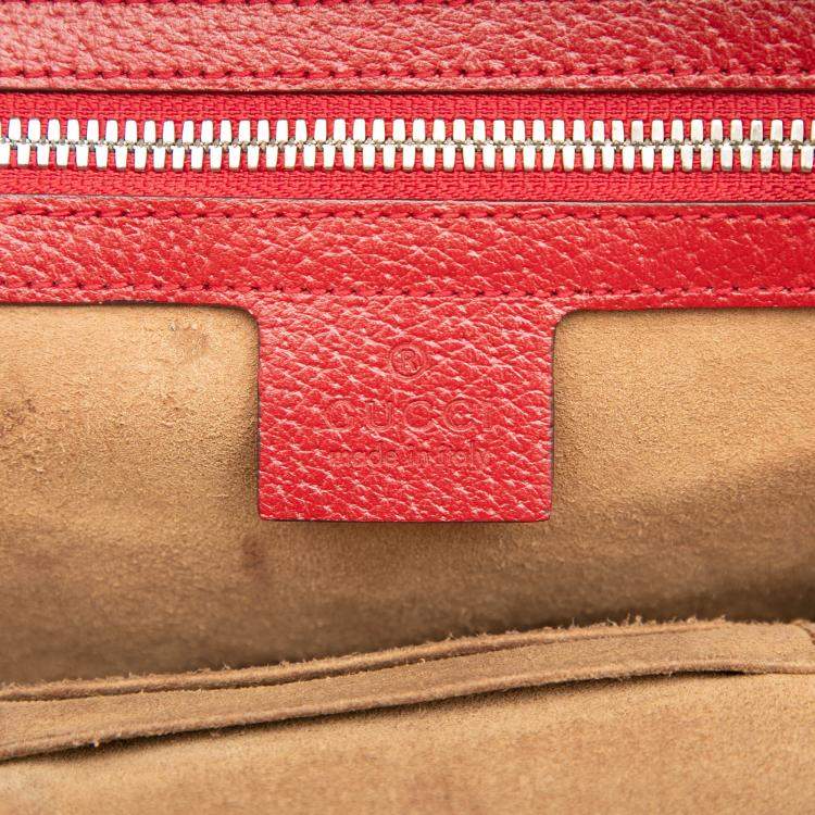 Pre Owned Gucci Brown Red Small GG Supreme Web Tian Backpack