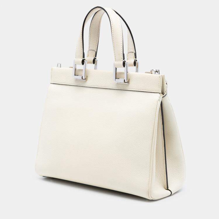 Pre Owned Gucci White Small Grained Calfskin Zumi Top Handle Bag