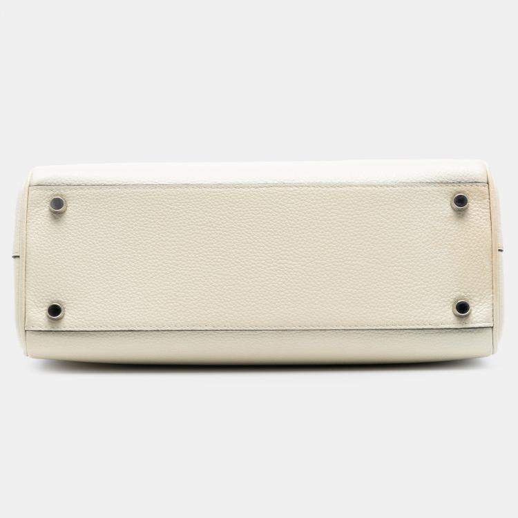 Pre Owned Gucci White Small Grained Calfskin Zumi Top Handle Bag