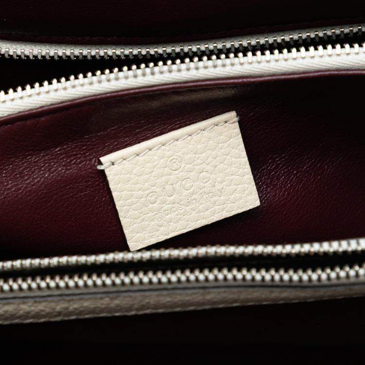 Pre Owned Gucci White Small Grained Calfskin Zumi Top Handle Bag