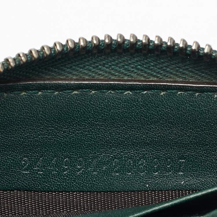 Pre Owned Gucci Green Microguccissima Leather Zip Around Wallet