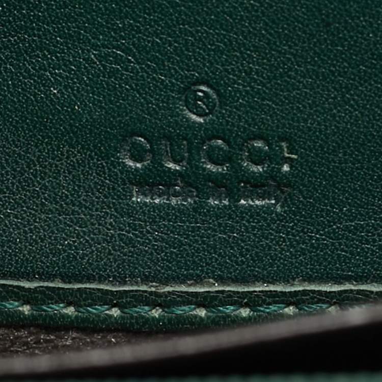 Pre Owned Gucci Green Microguccissima Leather Zip Around Wallet