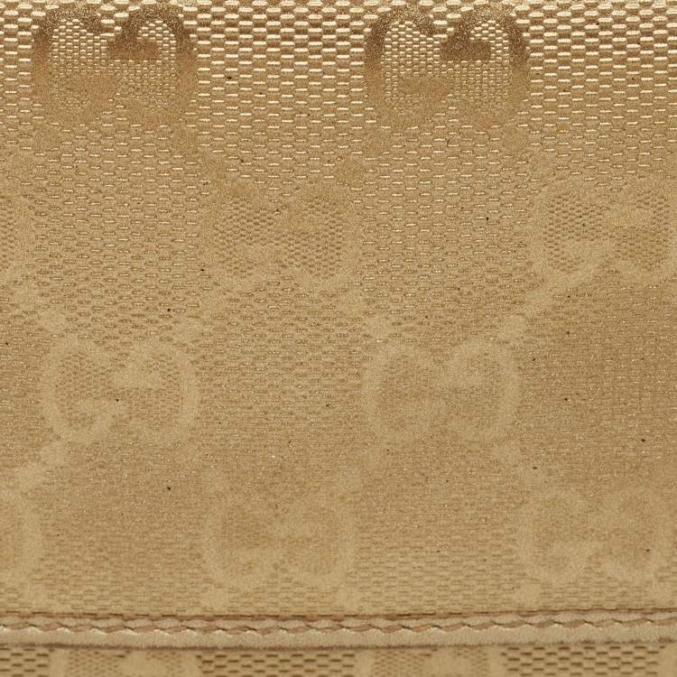 Pre Owned Gucci GG Twins Gold Imprime Canvas Continental Wallet