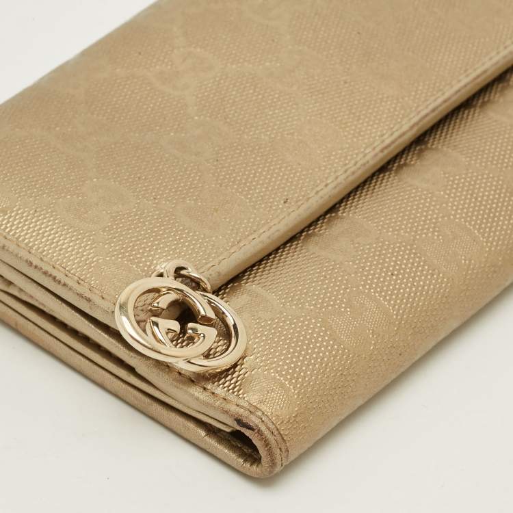 Pre Owned Gucci GG Twins Gold Imprime Canvas Continental Wallet