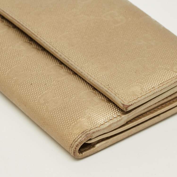 Pre Owned Gucci GG Twins Gold Imprime Canvas Continental Wallet