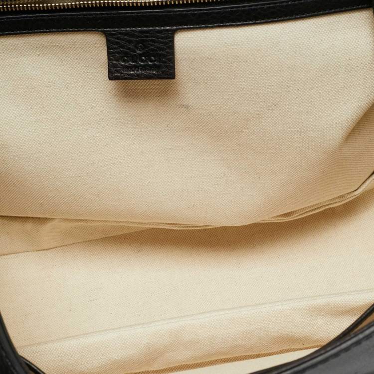 Pre Owned Gucci New Bamboo Tassel Large Black Leather Top Handle Bag