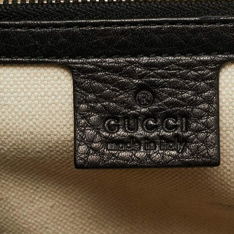 Pre Owned Gucci New Bamboo Tassel Large Black Leather Top Handle Bag