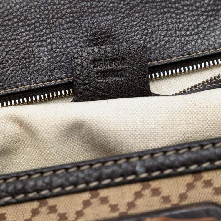 Pre Owned Gucci Brown Medium Diamante Canvas New Bamboo Satchel