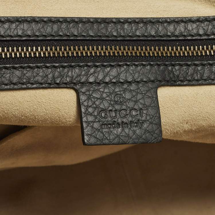 Pre Owned Gucci 1973 Black Leather Top Handle Bag