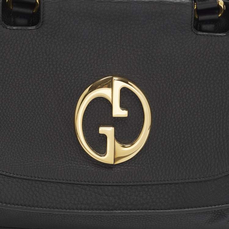 Pre Owned Gucci 1973 Black Leather Top Handle Bag