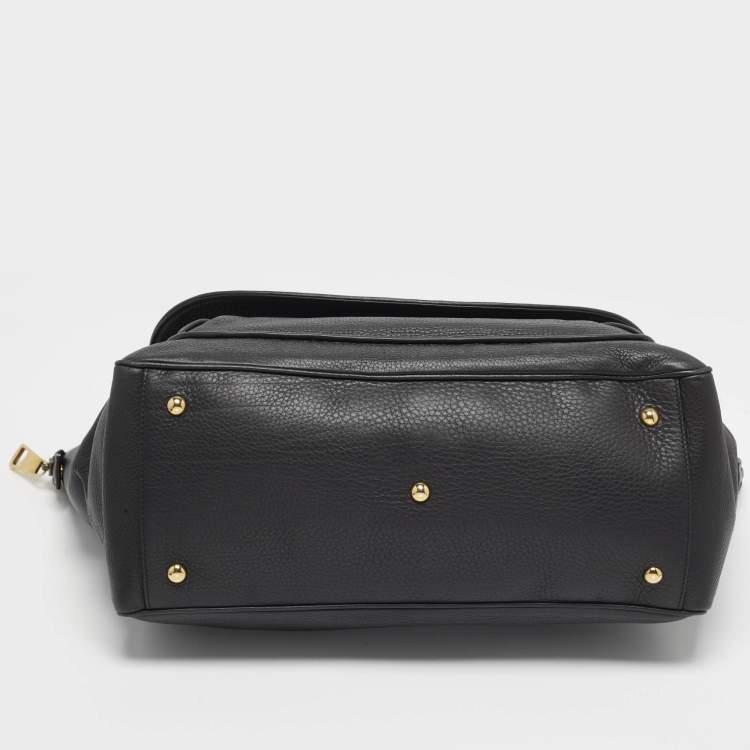 Pre Owned Gucci 1973 Black Leather Top Handle Bag