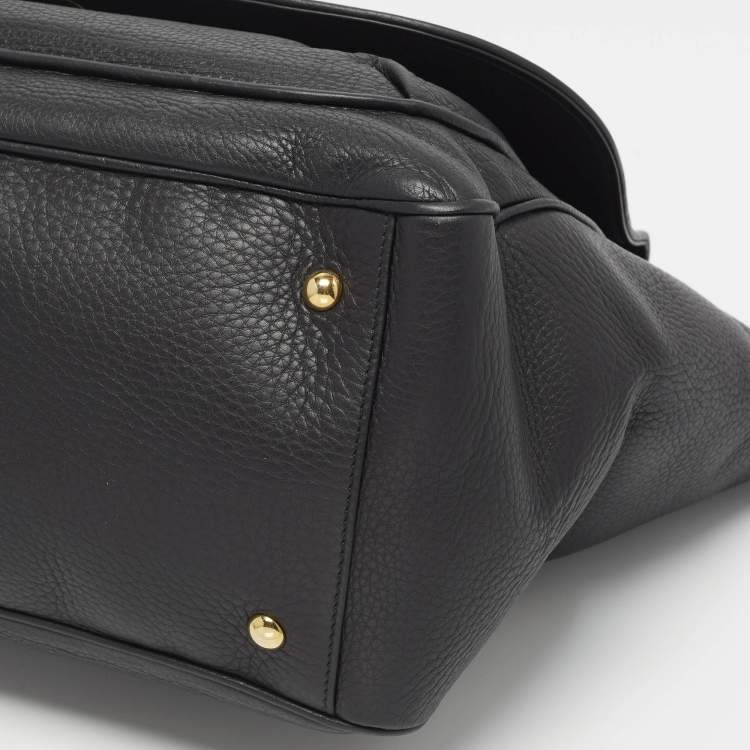 Pre Owned Gucci 1973 Black Leather Top Handle Bag