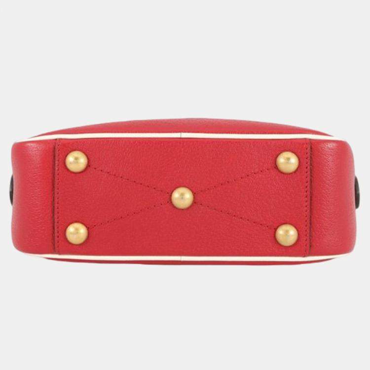 Pre Owned Gucci Red Adidas Small Leather Web Crossbody