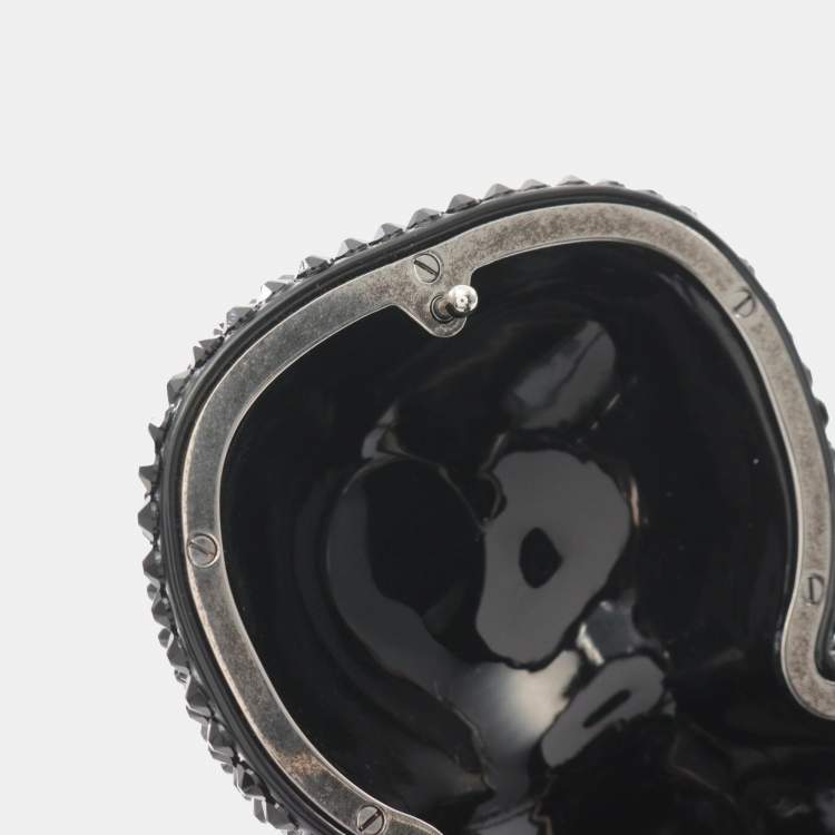 Pre Owned Gucci Gg Teddy Bear Shoulder Bag With Swarovski Crystals Black Multicolor