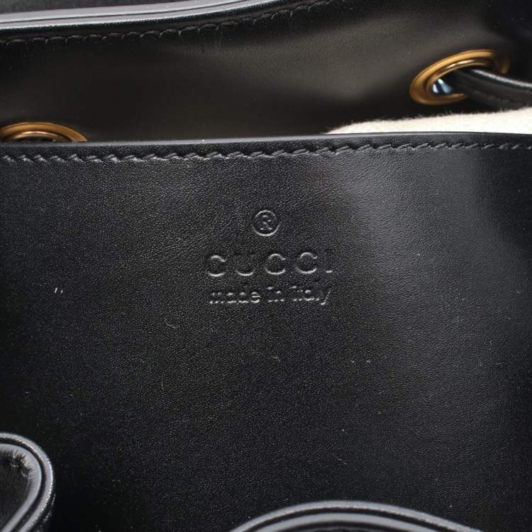 Pre Owned Gucci Bamboo Backpack Leather Black