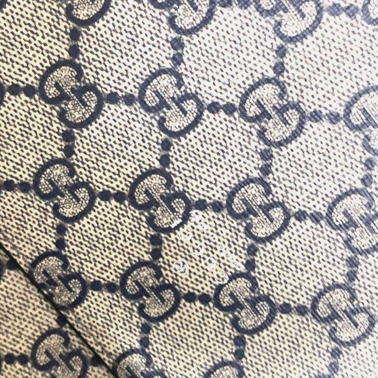 Pre Owned Gucci Logo Print Shoulder Bag/Tote Bag Canvas/Leather Beige/Black