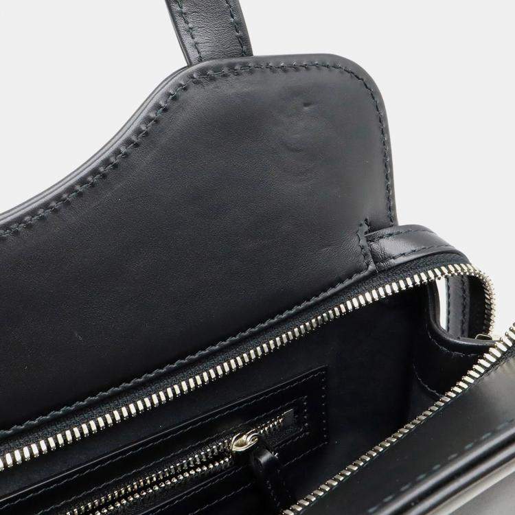 Pre Owned Gucci Petit Gg Tote Bag Shoulder Handbag Leather Black