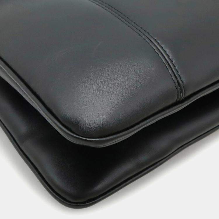 Pre Owned Gucci Petit Gg Tote Bag Shoulder Handbag Leather Black