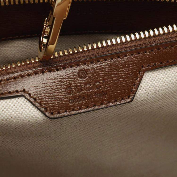 Pre Owned Gucci Interlocking G Medium Tote Gg Supreme Bag Coated Canvas Leather Beige Brown