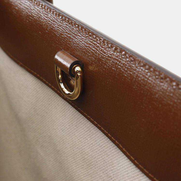 Pre Owned Gucci Interlocking G Medium Tote Gg Supreme Bag Coated Canvas Leather Beige Brown