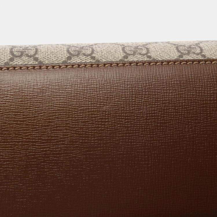 Pre Owned Gucci Interlocking G Medium Tote Gg Supreme Bag Coated Canvas Leather Beige Brown