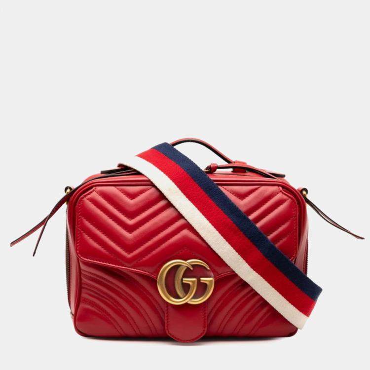 مملوكة مسبقًا Gucci Gg Marmont Chain Shoulder Bag Red Leather