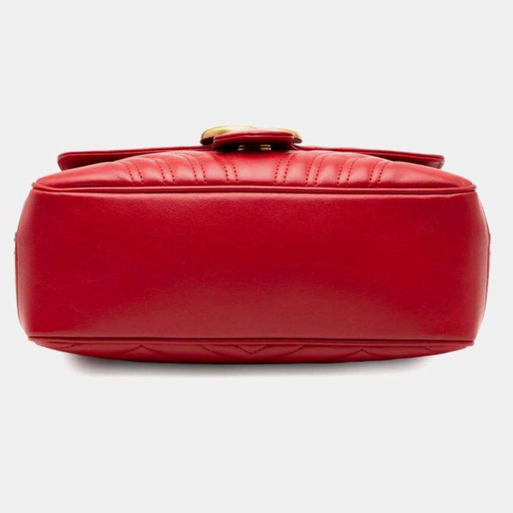 مملوكة مسبقًا Gucci Gg Marmont Chain Shoulder Bag Red Leather