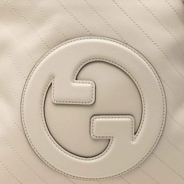 Pre Owned Gucci White Small Matelasse Leather Blondie Tote