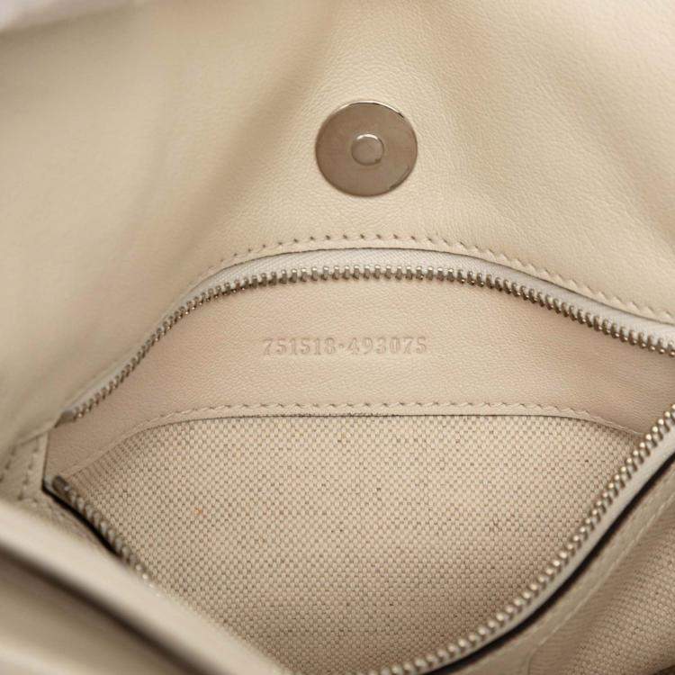 Pre Owned Gucci White Small Matelasse Leather Blondie Tote