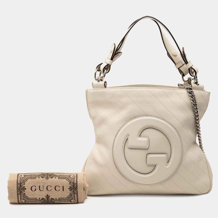 Pre Owned Gucci White Small Matelasse Leather Blondie Tote