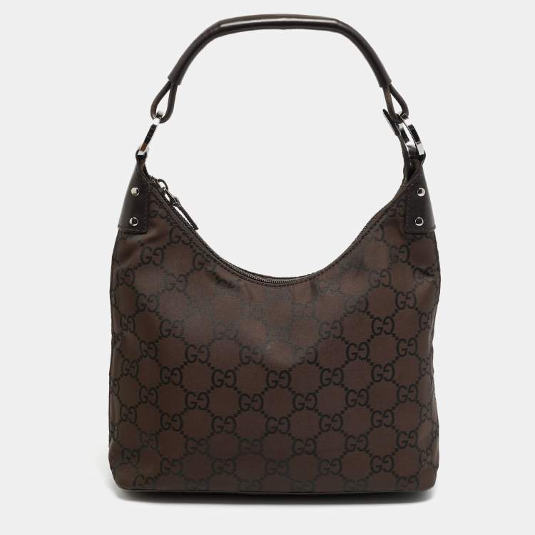 Pre Owned Gucci Dark Brown GG Nylon Hobo