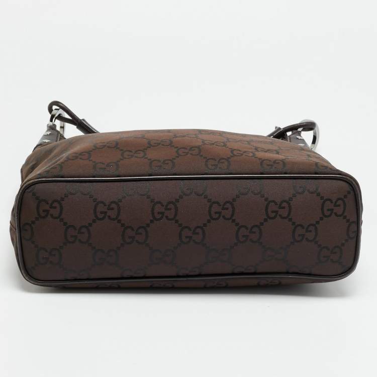 Pre Owned Gucci Dark Brown GG Nylon Hobo