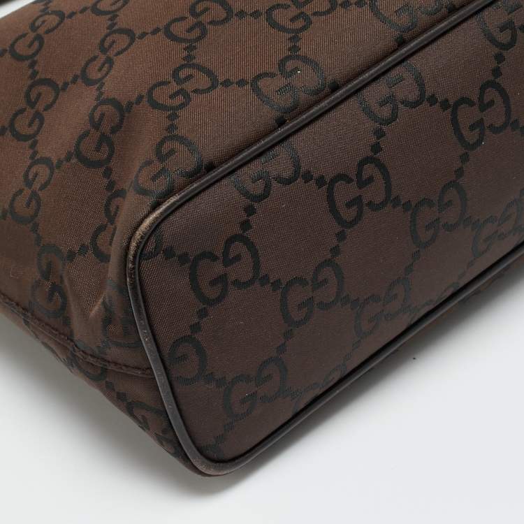 Pre Owned Gucci Dark Brown GG Nylon Hobo