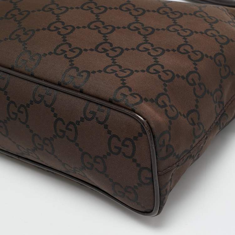 Pre Owned Gucci Dark Brown GG Nylon Hobo