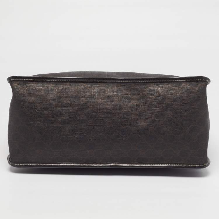 Pre Owned Gucci Joy Dark Brown GG Supreme Canvas Zip Tote