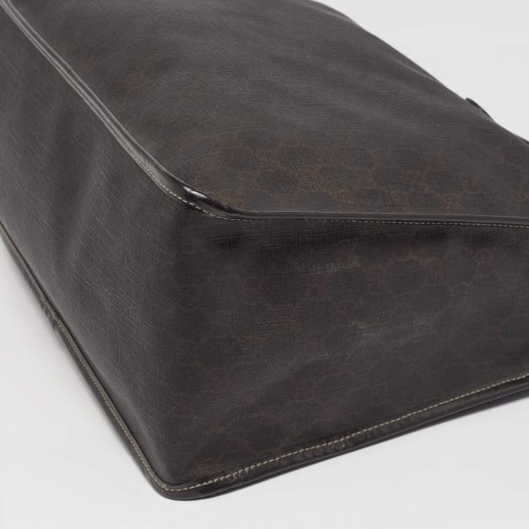 Pre Owned Gucci Joy Dark Brown GG Supreme Canvas Zip Tote