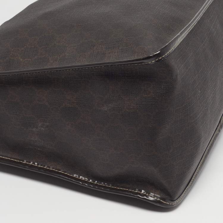 Pre Owned Gucci Joy Dark Brown GG Supreme Canvas Zip Tote