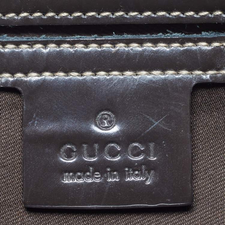 Pre Owned Gucci Joy Dark Brown GG Supreme Canvas Zip Tote