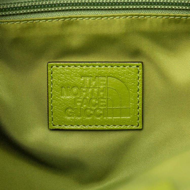 Pre Owned Gucci Green The North Face Floral Multicolor Nylon and Leather Backpack