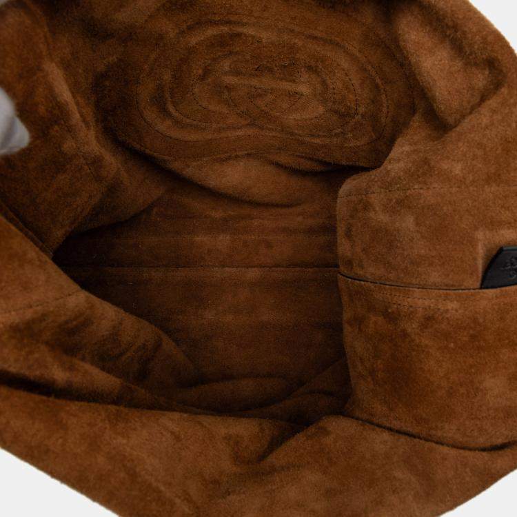 Pre Owned Gucci Brown Large Suede Ophidia Tote