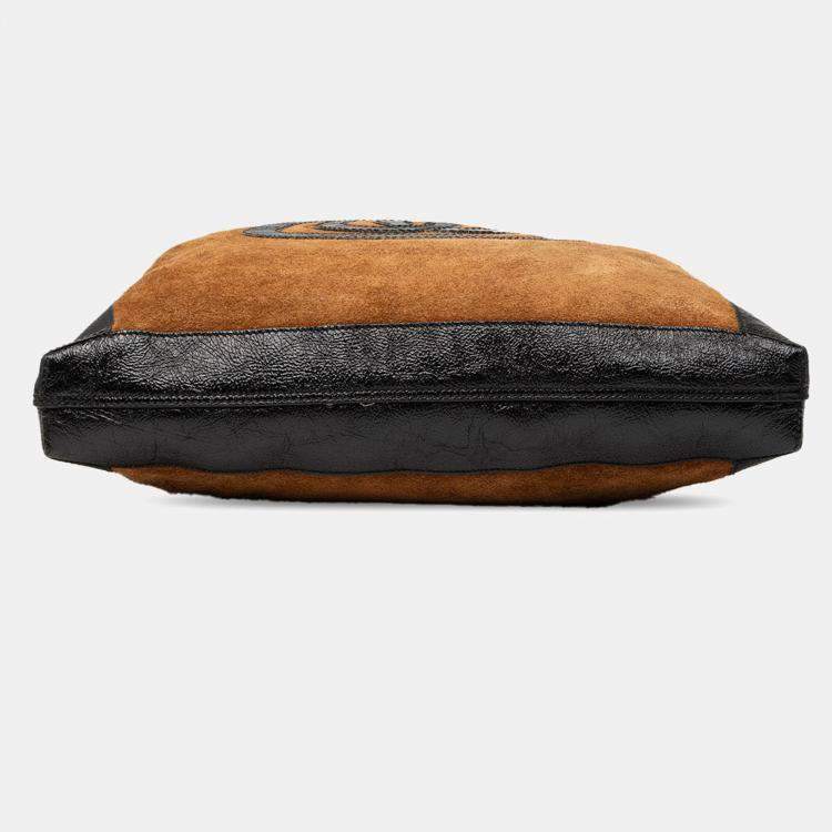 Pre Owned Gucci Brown Large Suede Ophidia Tote